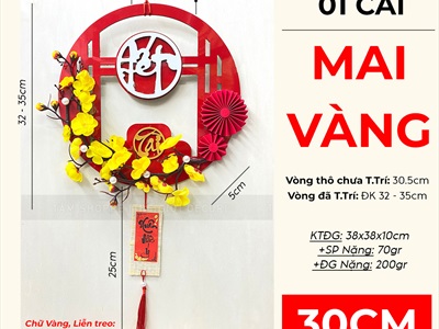 Vòng treo cửa Tết Alu Đỏ Mai Đào liễn treo [3 Kiểu] ĐK 30cm VTC-T-45